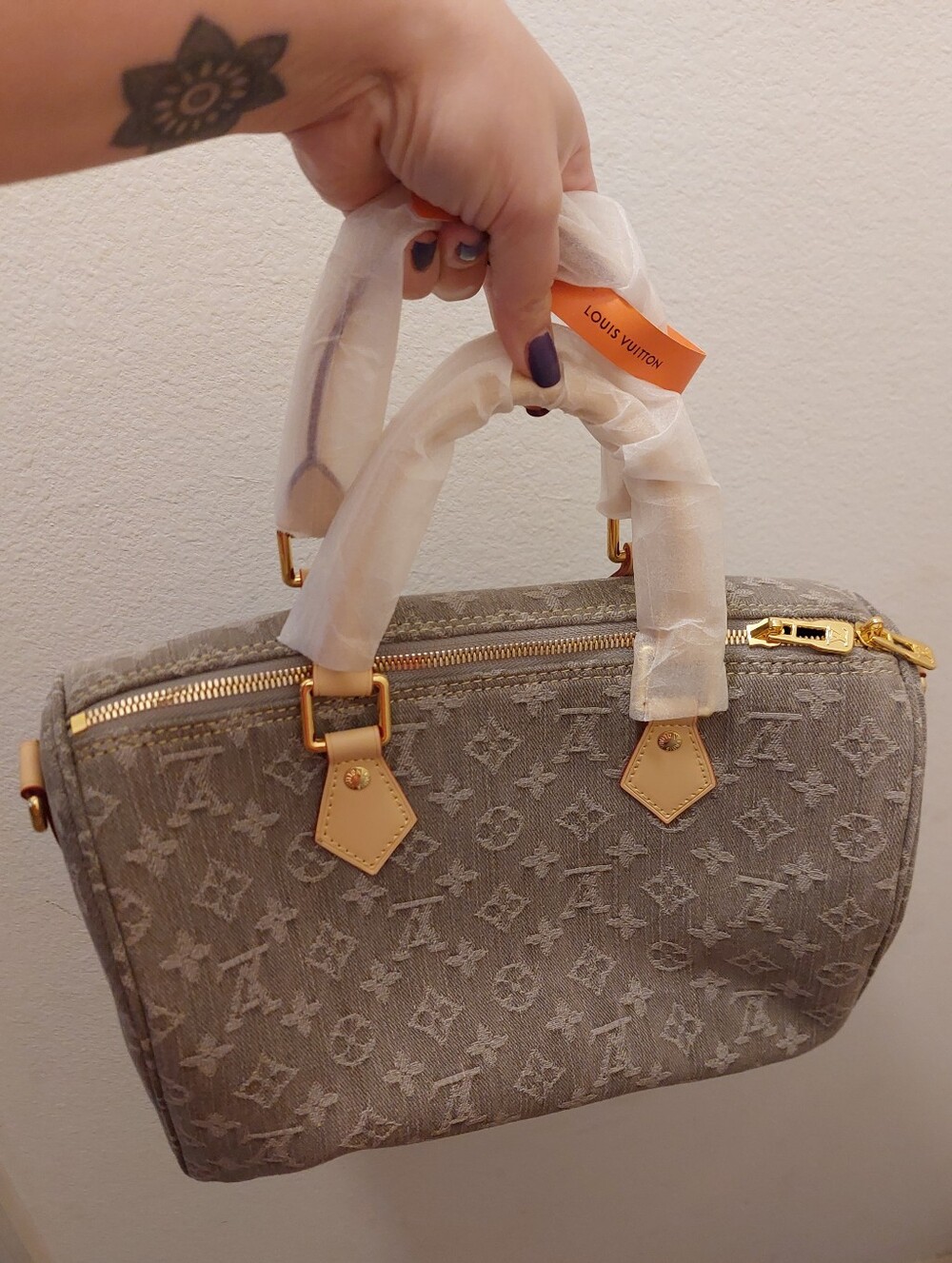 Source Unknown Beige Monogram Canvas Satchel with Gold Hardware - Picture 8 of 15